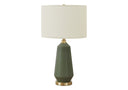 Ceramic Geometric Table Lamp With Ivory Drum Shade - Green - HomeRoots - Table Lamps - Elite Enclave Home