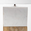 Block Table Or Desk Lamp - White Marble And Natural Wood