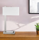 Metal Desk USB Table Lamp With White Shade - Nickel