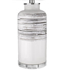 Ceramic Column Lamp With White Drum Shade - Black And White