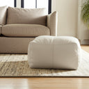 Leather Pouf Ottoman - Ivory - HomeRoots - Accent Poufs - Elite Enclave Home