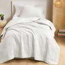 Mina - Twin/Twin Long Waffle Weave Textured Quilt Set - White