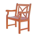 Patio Arm Chair With Cross Back Design - Brown