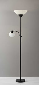 Two Light Torchiere Floor Lamp With Acrylic Bowl Shades - Black / White - HomeRoots - Floor Lamps - Elite Enclave Home