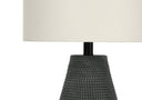 Round Table Lamp With Ivory Drum Shade - Black - HomeRoots - Table Lamps - Elite Enclave Home