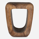 Uttermost Loophole Bleached Wash Accent Stool – Dark Brown – handcrafted suar wood with natural wash finish and open center