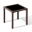 16" Square Glass Outdoor Side Table - Black