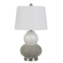 24" Metal Two Light Desk Table Lamps With White Globe Shade (Set of 2) - Silver