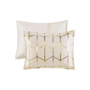 Raina - Twin Metallic Printed Comforter Set - Ivory / Gold