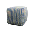 Wool Cube Trellis Pouf Ottoman - Blue And Beige