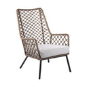 Metal Outdoor Arm Chair With Gray Cushion - Light Brown / Gray