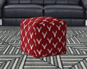 Cotton Stag, Pouf Cover - Red / White