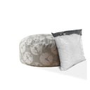 Canvas Round Abstract Pouf Cover - Gray