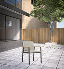 Solid Wood Outdoor Dining Chair With Taupe Cushion (Set of 2) - Light Gray