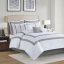 Powell - King Embroidered Comforter (Set of 8) - White