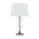 Crystal Stacked Geo Cubes Table Lamp With White Classic Empire Shade - Silver