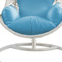 Steel Stand Finished Metal Outdoor Swing Chair With Blue Cushion - Blue