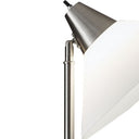 Elemental Metal Torchiere With White Cone Shade - Brushed Steel - HomeRoots - Floor Lamps - Elite Enclave Home