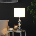 Crystal Standard Table Lamp With White Shade - Silver