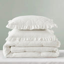 Phoebe - King/California King Diamond Quilted Ruffle Edge Comforter Set - Ivory