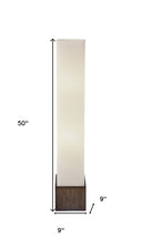 Rattan Lantern Floor Lamp With Long White Rectangular Shade - Brown / White - HomeRoots - Floor Lamps - Elite Enclave Home