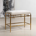 Karleen - Plush Small Brass Bench - White - Uttermost - Upholstered Benches - Elite Enclave Home