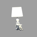 Bedside Table Lamp With Silver Empire Shade - White