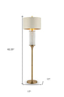 Column Floor Lamp With Off - White Drum Shade - Gold - HomeRoots - Floor Lamps - Elite Enclave Home