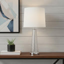 Glass Buffet Lamp With Off - White Empire Shade - Clear - HomeRoots - Table Lamps - Elite Enclave Home