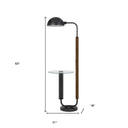 Tray Table Floor Lamp With Bronze Transparent Glass Dome Shade - Brown - HomeRoots - Floor Lamps - Elite Enclave Home