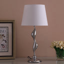 24" x 12" x 12" Bedside Table Lamp With White Empire Shade - Silver