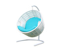 Metal Indoor Outdoor Swing Chair With Aqua Cushion - White