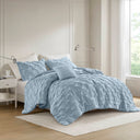 Bailey - Twin/Twin Long Diamond Pucker Comforter Set - Blue