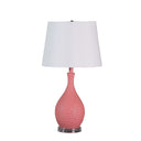 Hammered Urn Table Lamp With White Tapered Drum Shade - Pink