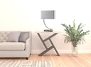 Curved Table Lamp With White Rectangle Shade - Silver