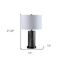 Glass LED Cylinder Table Lamp With Nightlight And White Drum Shade - Black - HomeRoots - Table Lamps - Elite Enclave Home
