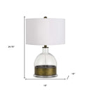 Glass Globe Table Lamp With White Drum Shade - Nickel - HomeRoots - Table Lamps - Elite Enclave Home