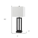 Metal USB Table Lamp With White Shade - Black - HomeRoots - Table Lamps - Elite Enclave Home