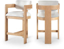 Sacha - Linen Stool With Natural Base - Meridian Furniture - Counter Height (24" - 27") - Elite Enclave Home