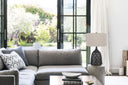 Metal Table Lamp With Brown Drum Shade - Gray