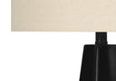 Geometric Table Lamp With Beige Drum Shade - Black - HomeRoots - Table Lamps - Elite Enclave Home