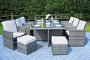 11 Piece Glass Dining Set - Clear And Gray