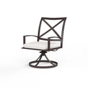 La Jolla - Swivel Dining Chair, With Self Welt - Canvas Flax / Dark Brown