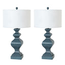 Table Lamps With White Drum Shade (Set of 2) - Distressed Teal