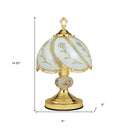 Bedside Table Lamp With Floral Frosted Glass Shade - Gold