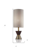 Wood Metal Diabolo Table Lamp - Brass