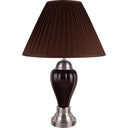 Ceramic Urn Bedside Table Lamp With Brown Empire Shade - Silver