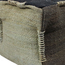 Jute Cube Pouf Ottoman - Black And Taupe