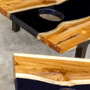 Uttermost Clearwood Black Cornhole Game Set – natural teak boards with black resin river and 8 professional-style bags