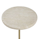 Adames - Travertine Drink Table - Brass / White